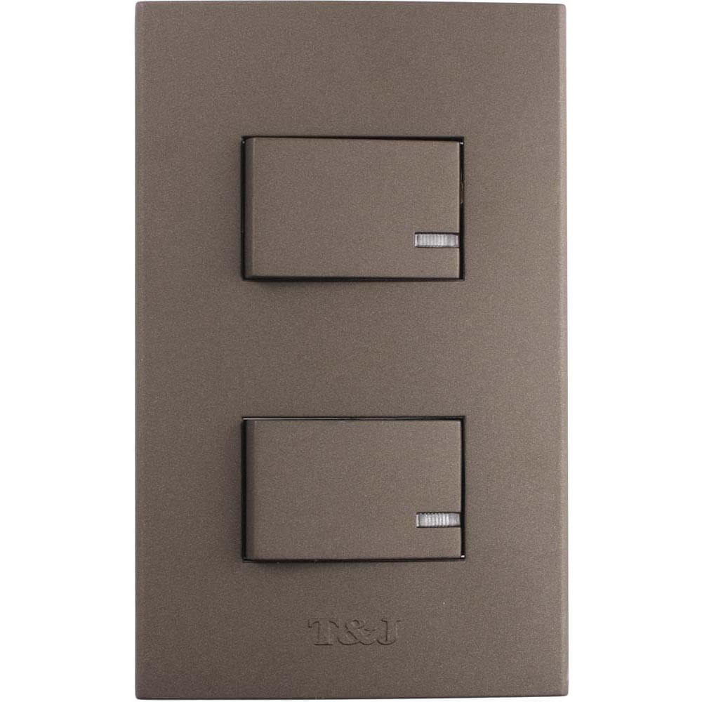 APAGADOR DOBLE 3V 15A 125V LUZ PILOTO NEGRO ARMADA T&J 8015-NE