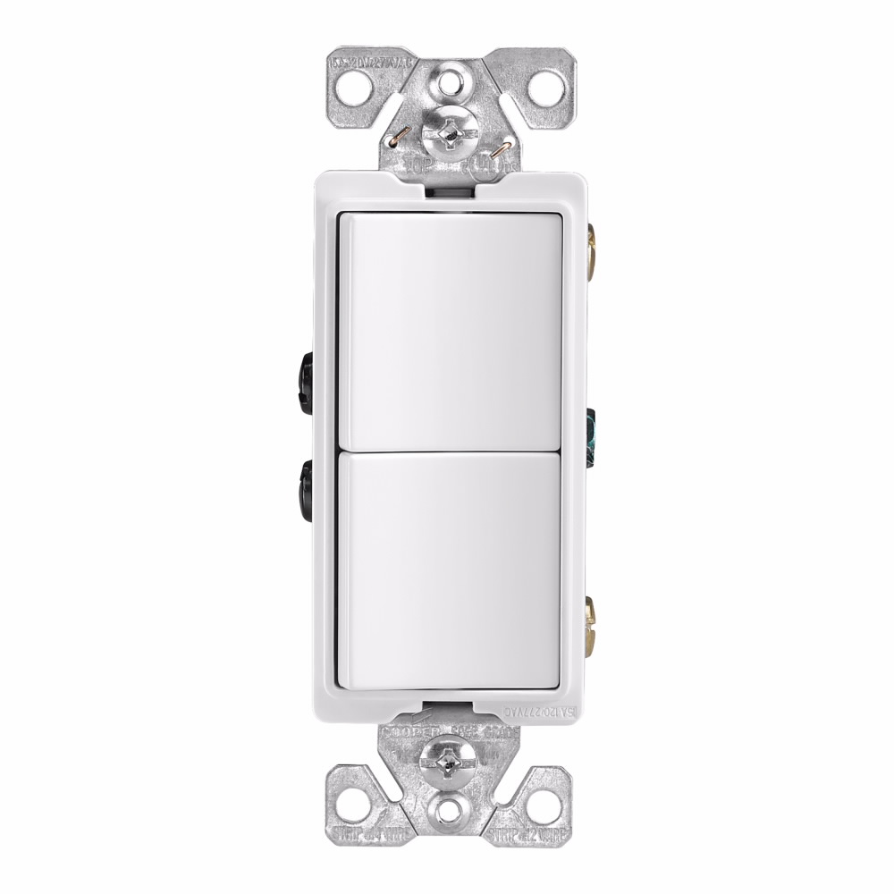APAGADOR DOBLE DECORATOR COMERCIAL 1P 15A 125/277V BLANCO 7728W-BOX