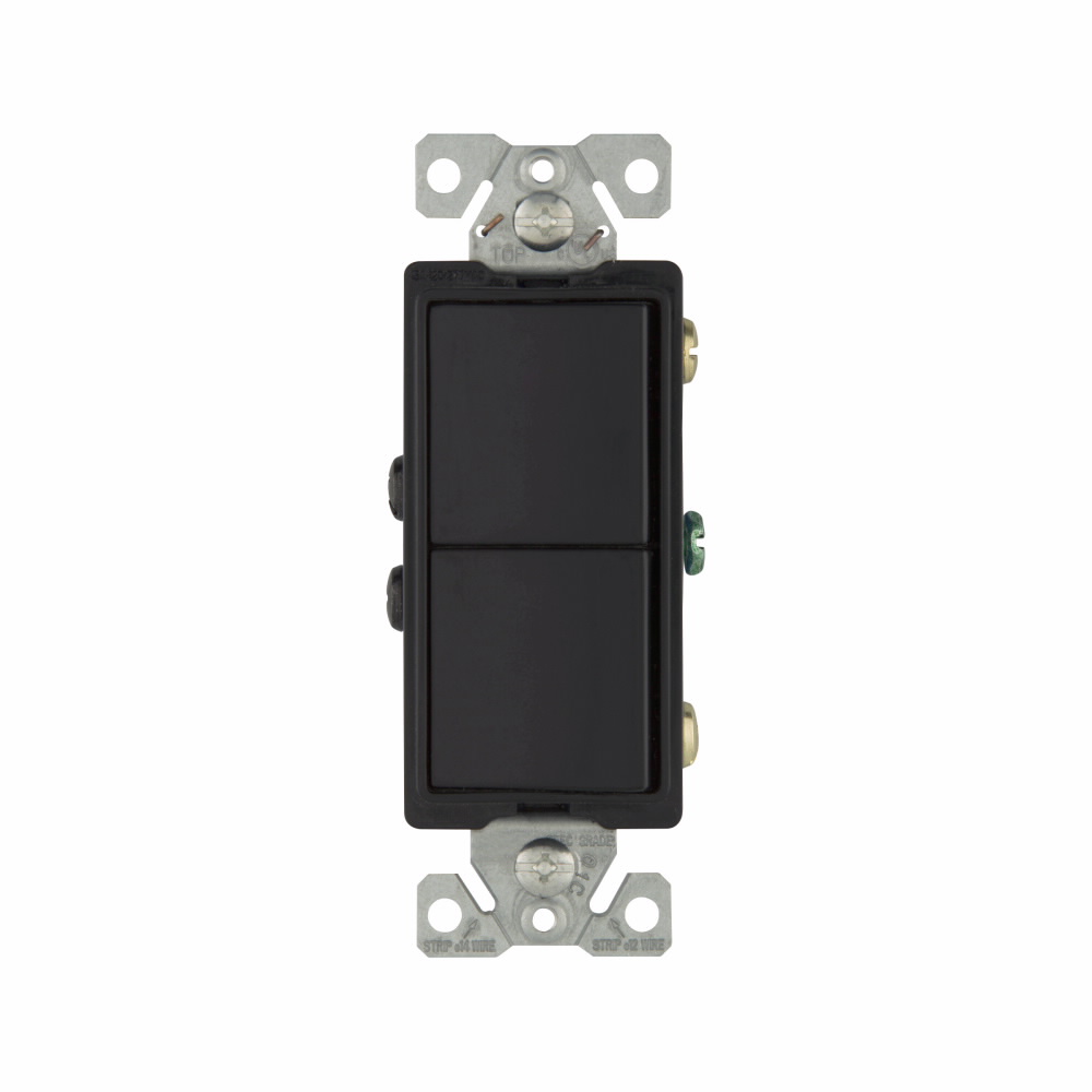 APAGADOR DOBLE DECORATOR COMERCIAL 1P 15A 125/277V NEGRO 7728BK-BOX