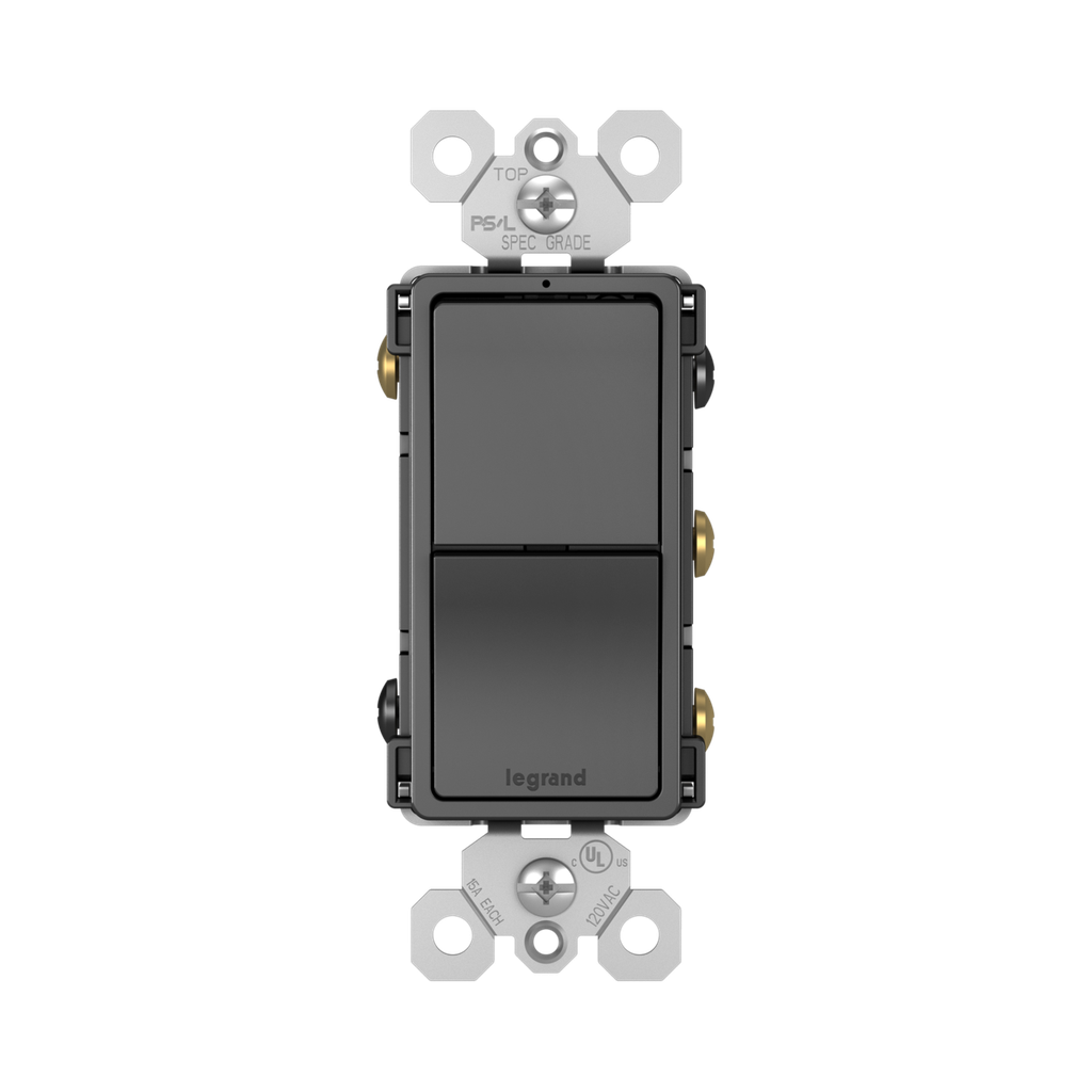 APAGADOR DOBLE RESIDENCIAL 3V 15A 125V NEGRO RADIANT RCD33BK