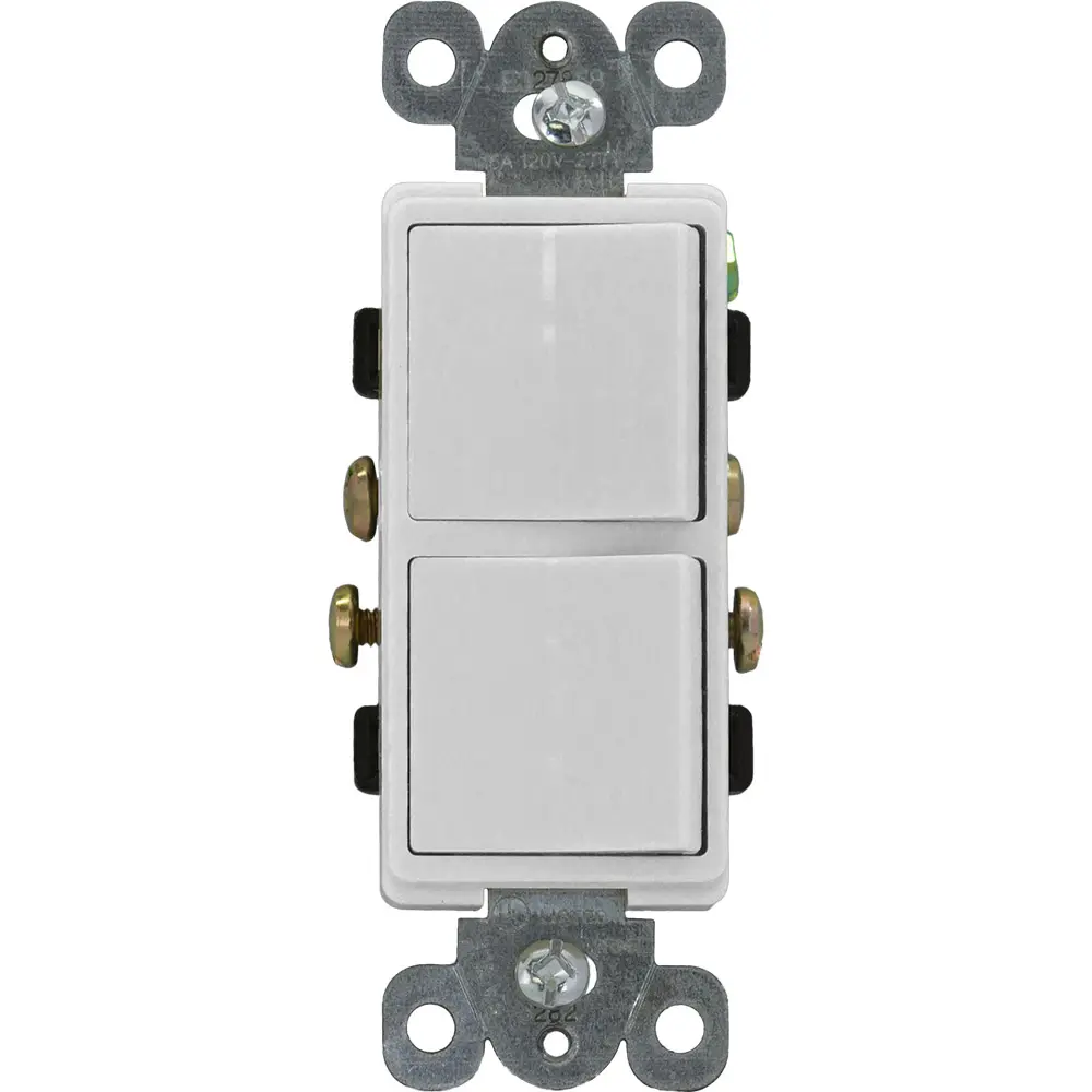 APAGADOR DOBLE RESIDENCIAL DECOR 1P 15A 125/277V BLANCO 3282-W