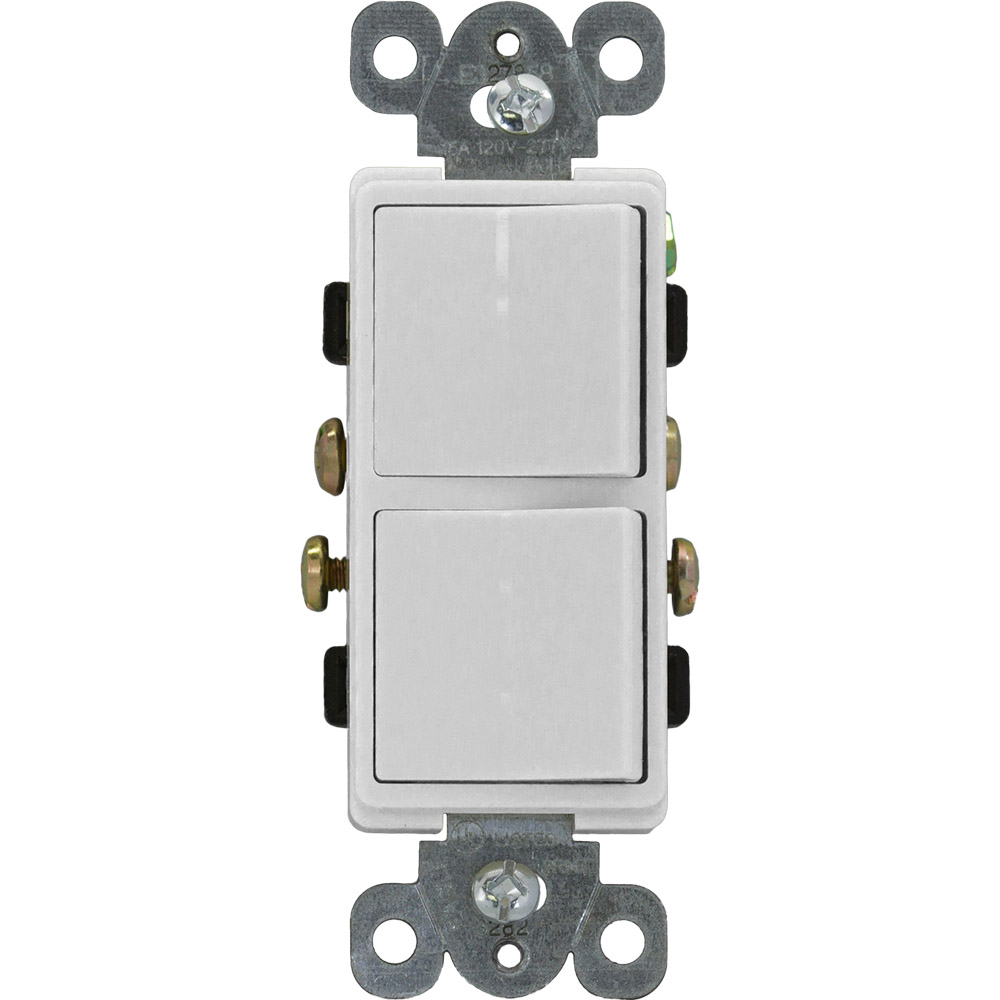 APAGADOR DOBLE DECOR RESIDENCIAL 3V 15A 125/277V BLANCO 3282-3W