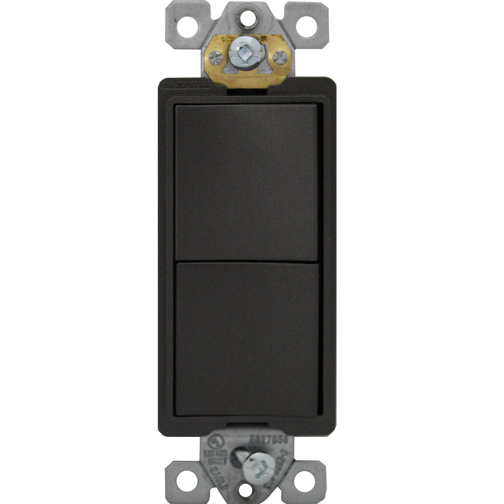 APAGADOR DOBLE RESIDENCIAL DECOR 3V 15A 125/277V NEGRO 3282-3BK