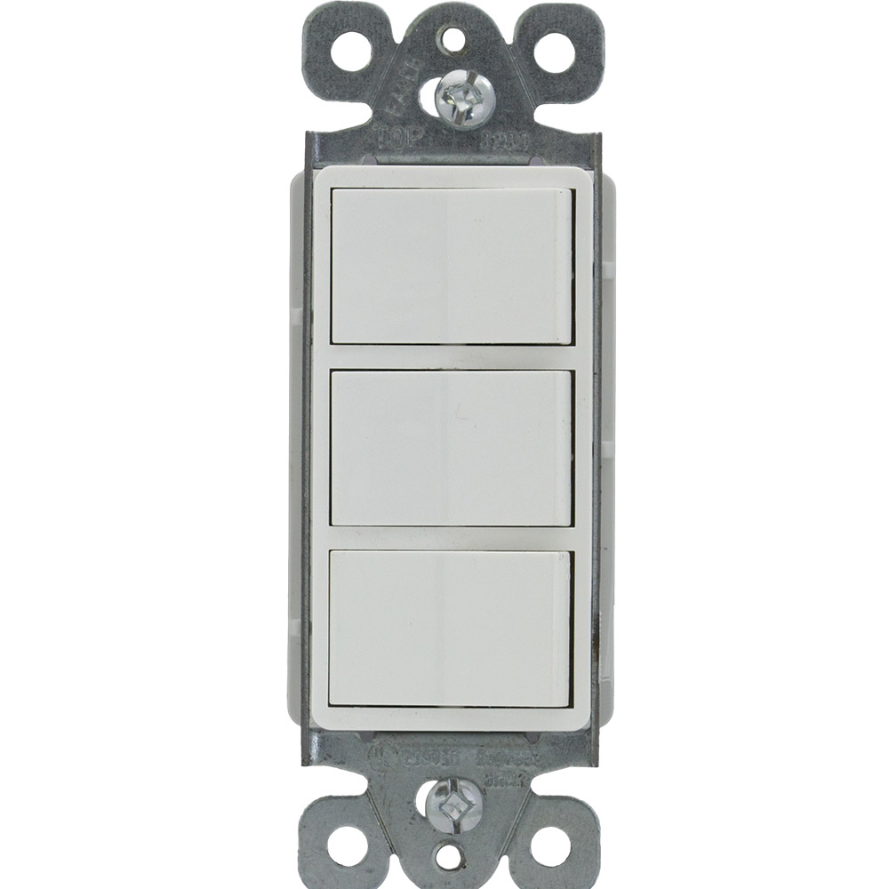 APAGADOR TRIPLE DECOR RESIDENCIAL 1P 15A 125/277V BLANCO 3283-W