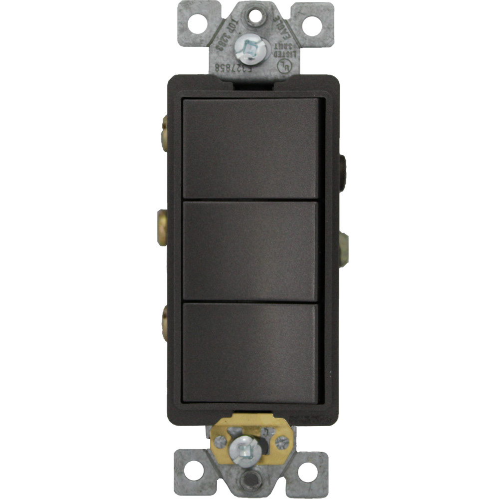 APAGADOR TRIPLE DECOR RESIDENCIAL 1P 15A 125/277V NEGRO 3283-BK