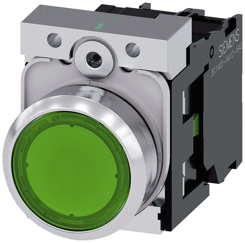 BOTON RASANTE 22MM METAL LED VERDE 24V AC/DC 1NA 3SU11520AB401BA0