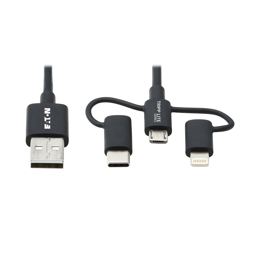CABLE USB TIPO A C/ ADAPTADOR TIPO C Y APPLE 1.83m M101-006-LMC-BK