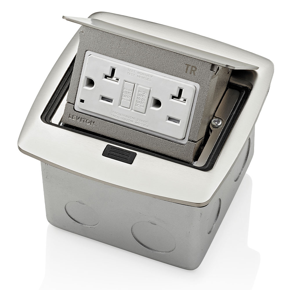 CAJA PISO POP-UP TOMA DOBLE GFCI 20A 2P 3H 125V NIQUEL PFGF2-BN
