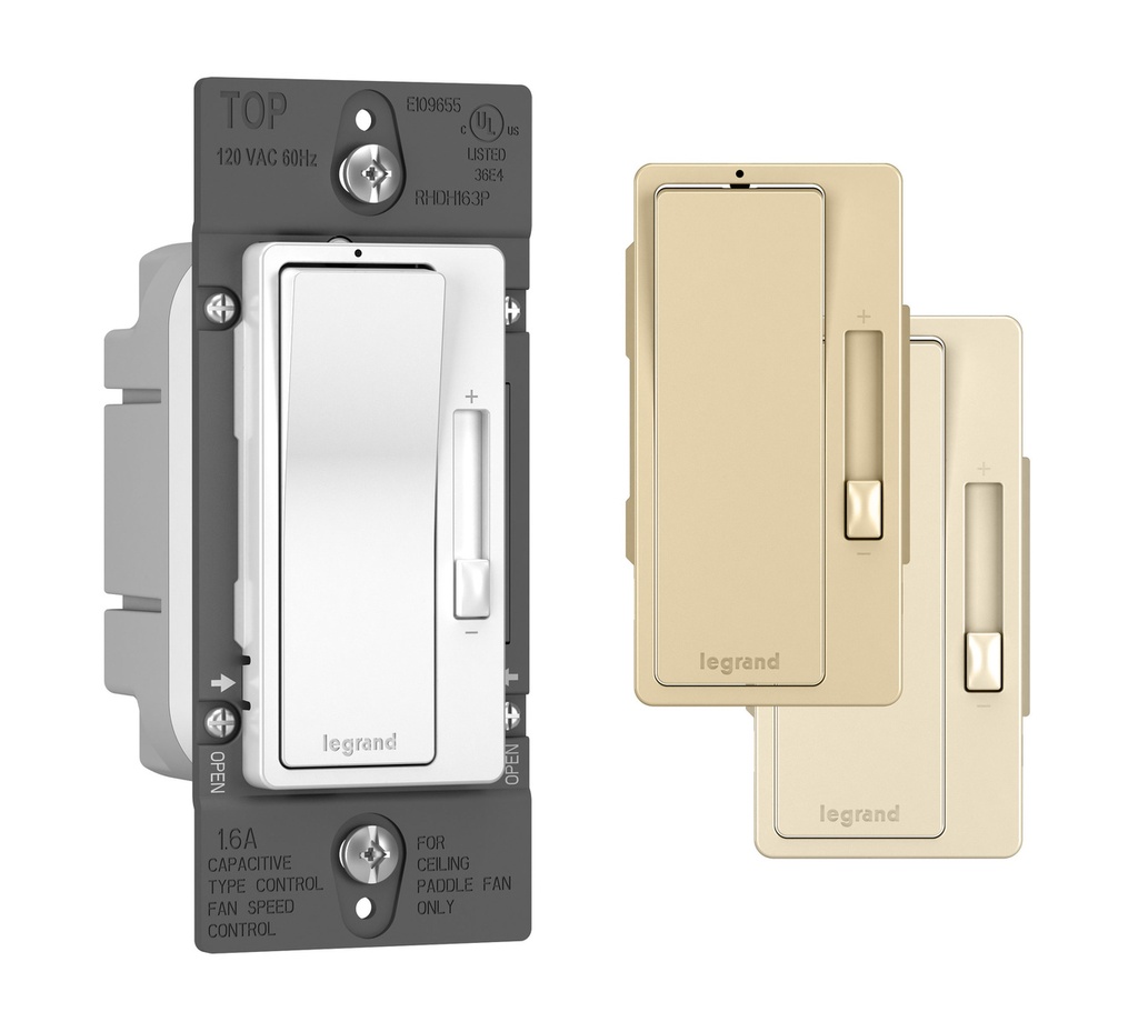 CONTROL ABANICO DESLIZABLE 1P/3V 1.6A 120V WH,IV,LA RADIANT RHDH163PTC