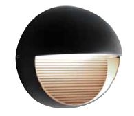 LUMINARIA DE PARED NEGRA REDONDA LED 3W 100-240V 100LM 3000K IP45