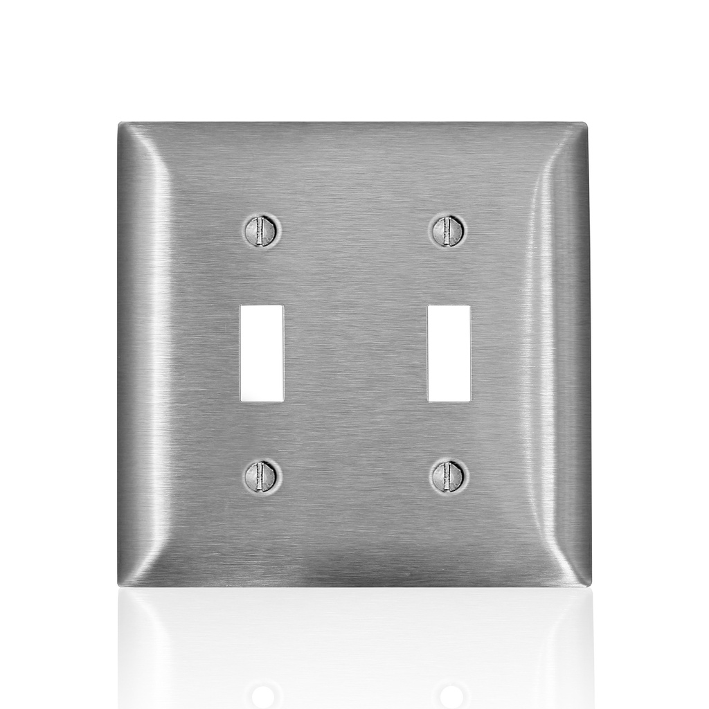 PLACA ACERO INOX APAGADOR SENCILLO PALANCA 2 GANG SS2-40