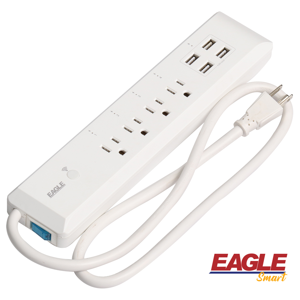 REGLETA WIFI 4 SALIDAS 15A 125V + 4 SALIDAS USB TIPO A BLANCO #1141