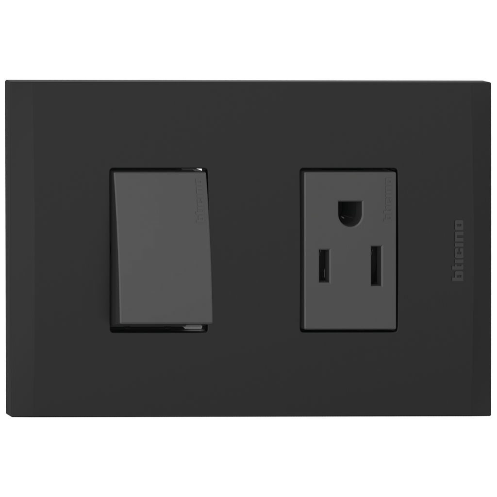 TOMA COMBINADO APAGADOR 1P 15A + TOMA 15A NEGRO NOBILE AF2231EANG