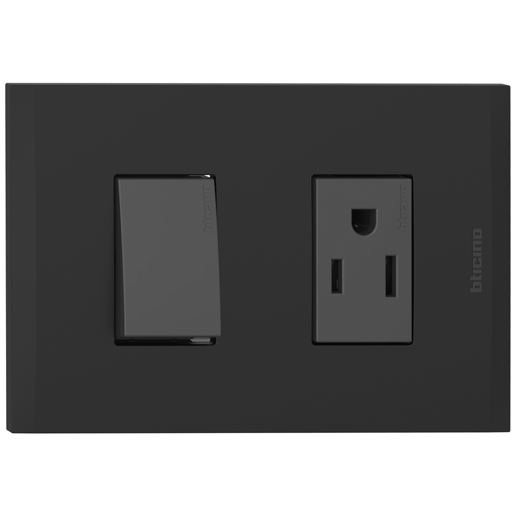 TOMA COMBINADO APAGADOR 3V 15A + TOMA 15A NEGRO NOBILE AF2232EANG