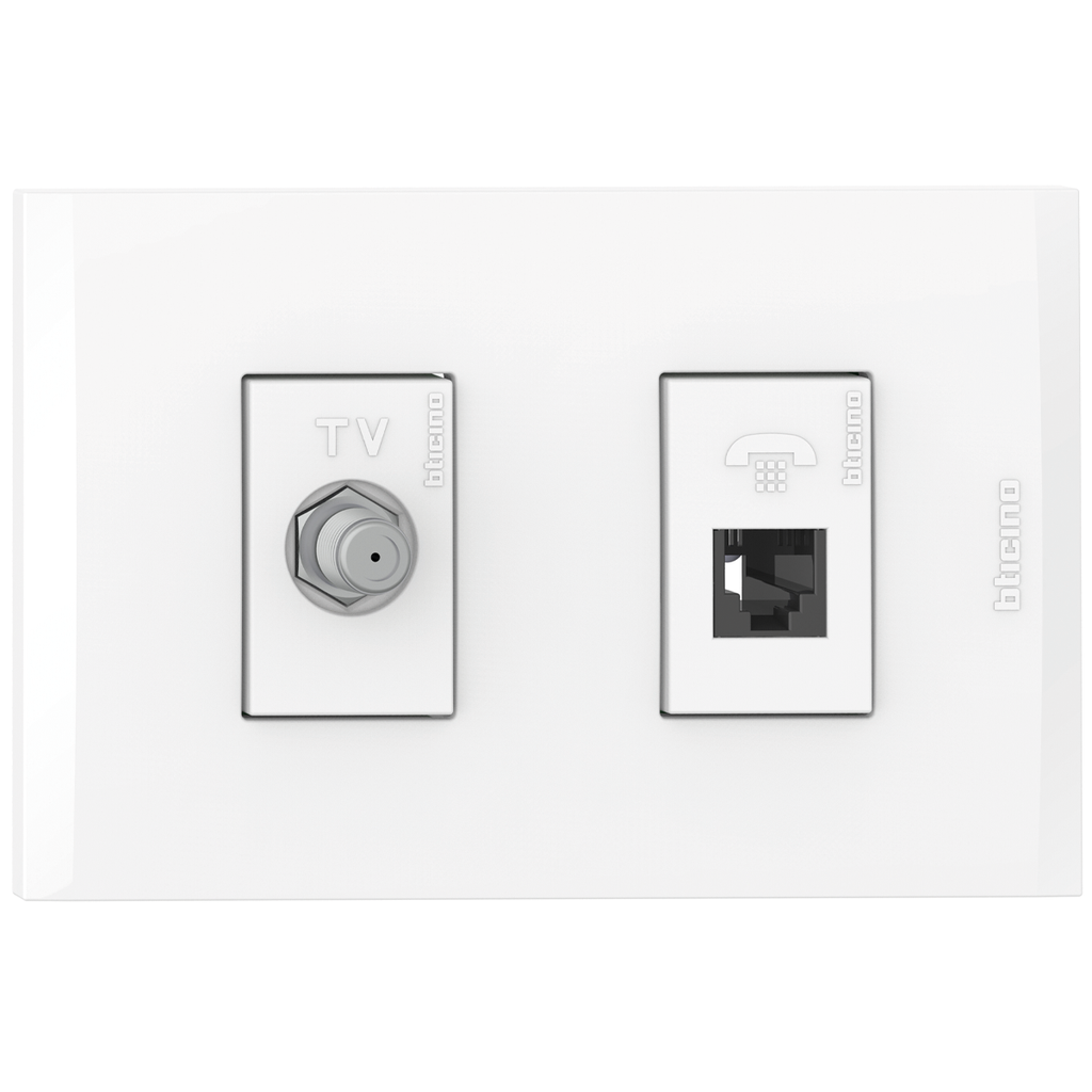 TOMA COMBINADO COAXIAL TV + TEL RJ11 BLANCO NOBILE AF2272EB