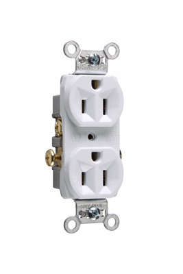 TOMA DOBLE COMERCIAL 2P 3H 15A 125V NEMA 5-15R BLANCO CR15W