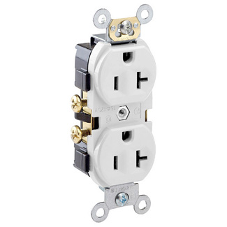 TOMA DOBLE COMERCIAL 2P 3H 20A 125V NEMA 5-20R BLANCO CR20-W