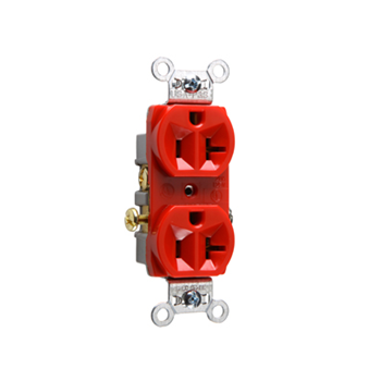TOMA DOBLE COMERCIAL 2P 3H 20A 125V NEMA 5-20R ROJO CR20RED