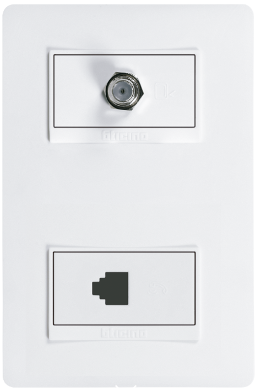 TOMA DOBLE DATOS RJ45 CAT.6 + COAXIAL TV BLANCO LUZICA PU1179C6/52