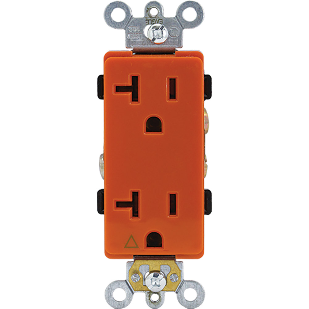 TOMA DOBLE DECOR INDUSTRIAL T.AISLADA 2P 3H 20A 125V NARANJA IG6242-RN