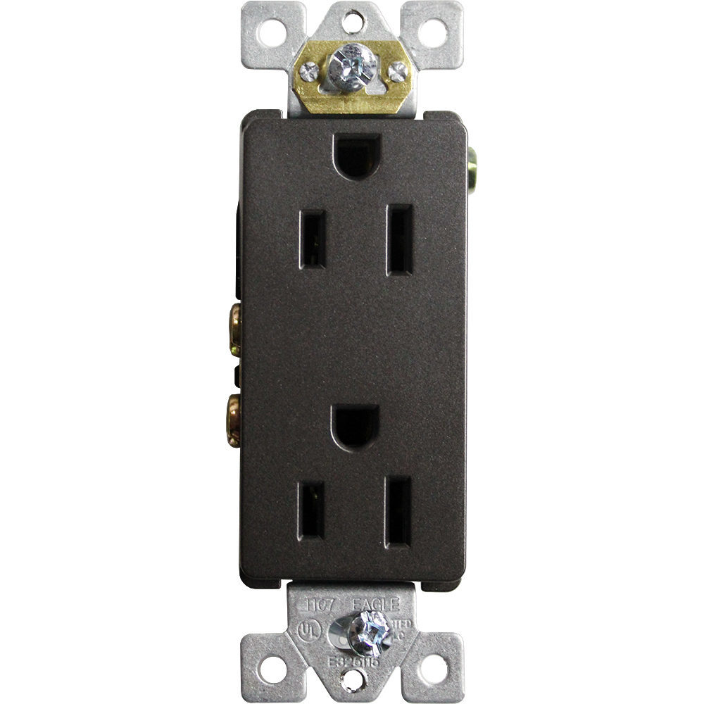 TOMA DOBLE DECOR RESIDENCIAL 2P 3H 15A 125V NEMA 5-15R NEGRO 1107BK