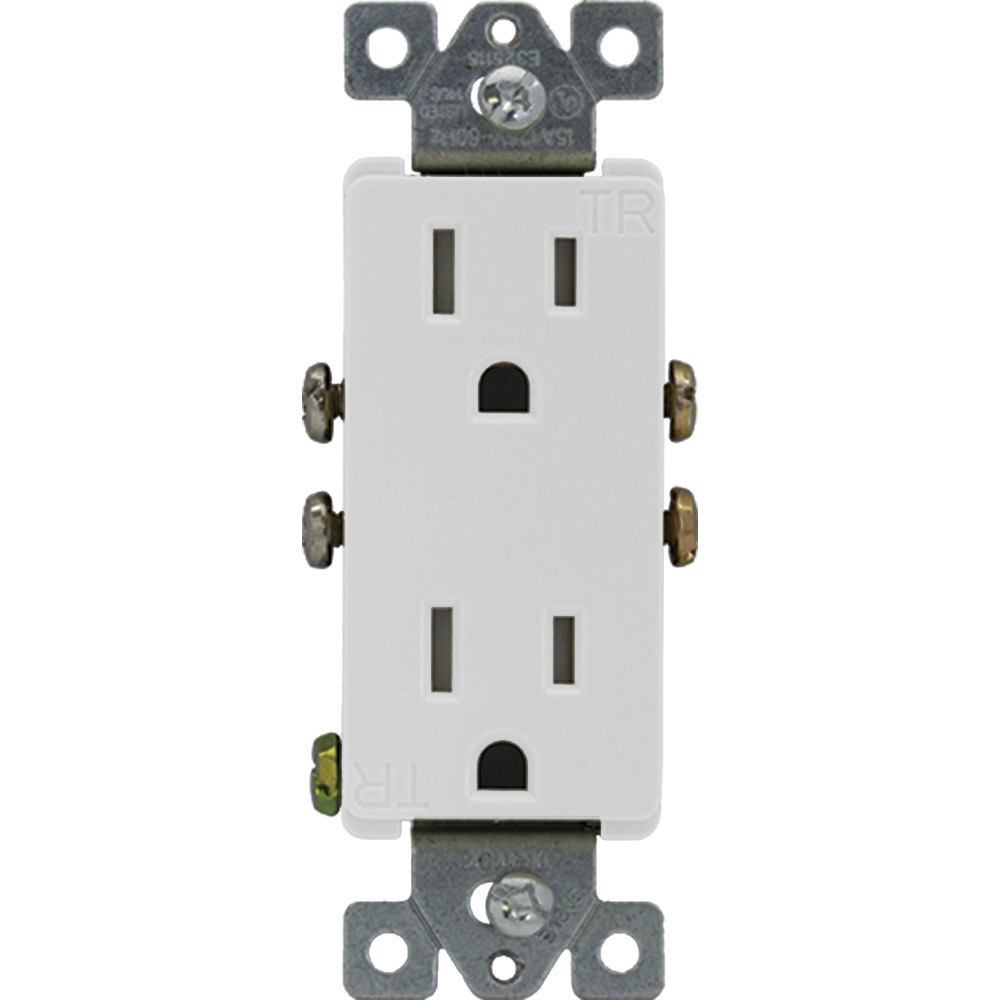 TOMA DOBLE DECOR RESI TR 2P 3H 15A 125V NEMA 5-15R BLANCO TR1107-W