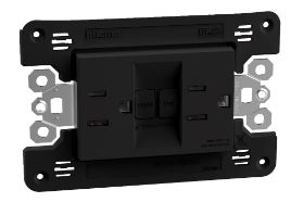 TOMA DOBLE GFCI 2P 3H 15A 125V C/SOPORTE NEGRO MATIXGO JB4188GF