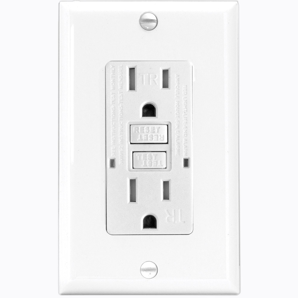 TOMA DOBLE GFCI 2P 3H 15A 125V NEMA 5-15R BLANCO DECOR TST15-W