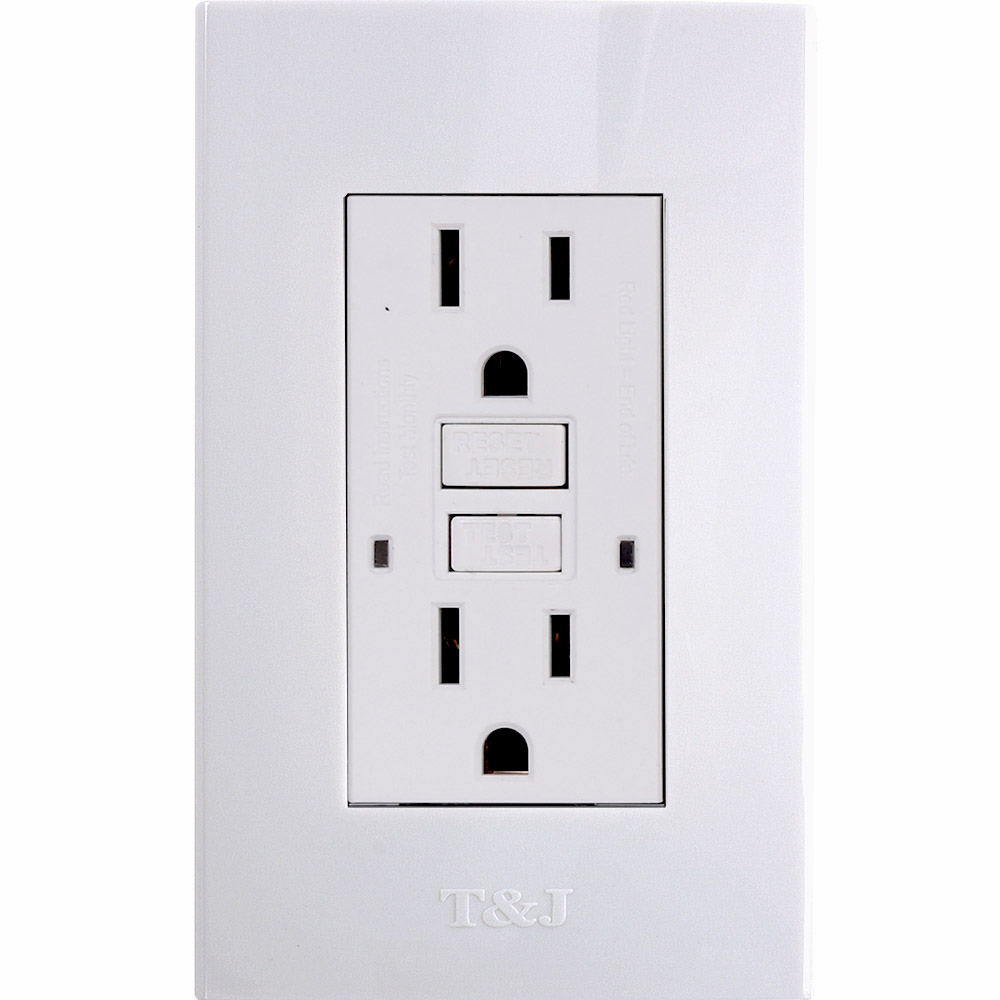 TOMA DOBLE GFCI 2P 3H 15A 125V NEMA 5-15R BLANCO T&J 8046-W