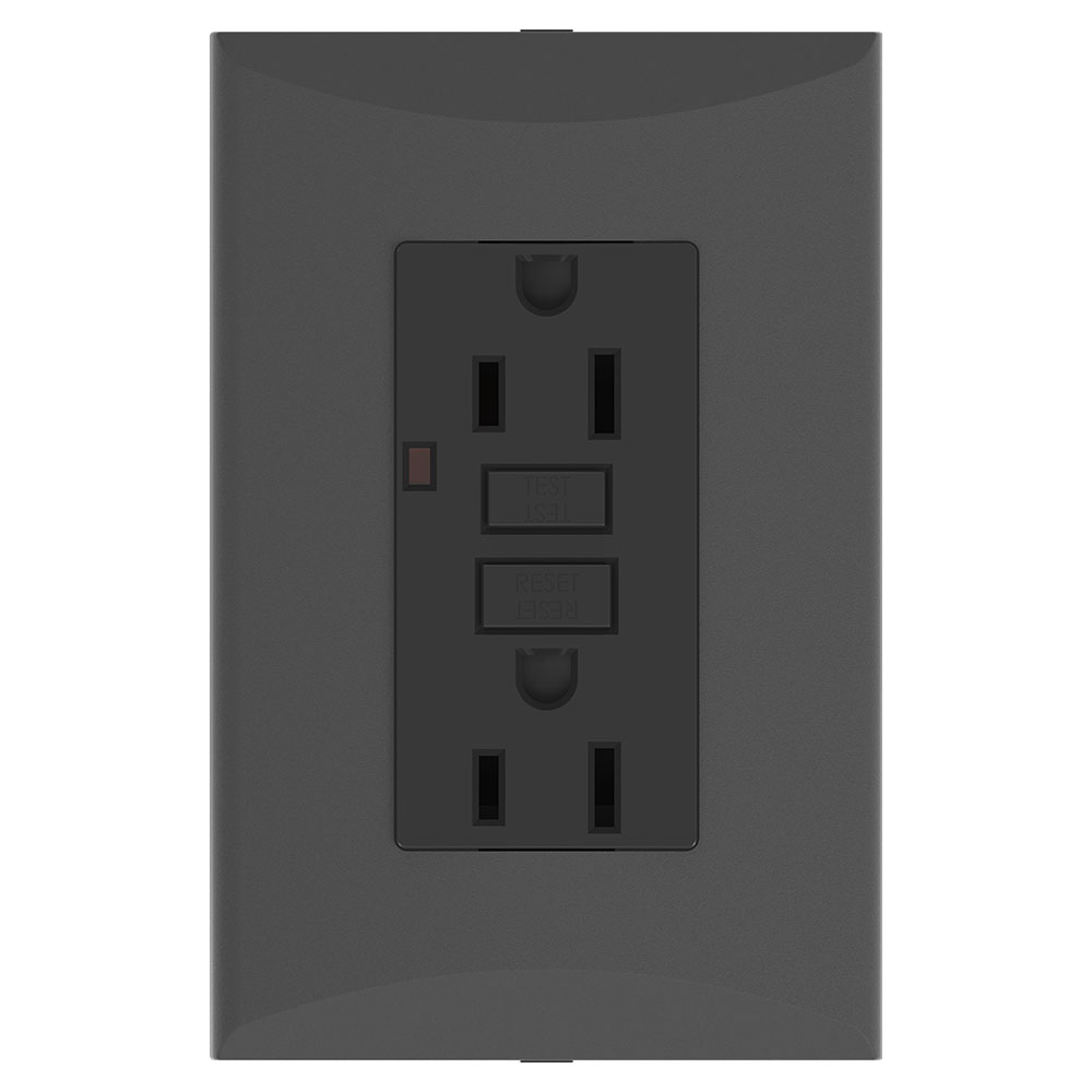 TOMA DOBLE GFCI 2P 3H 15A 125V NEMA 5-15R NEGRO PLATA 1018-BK