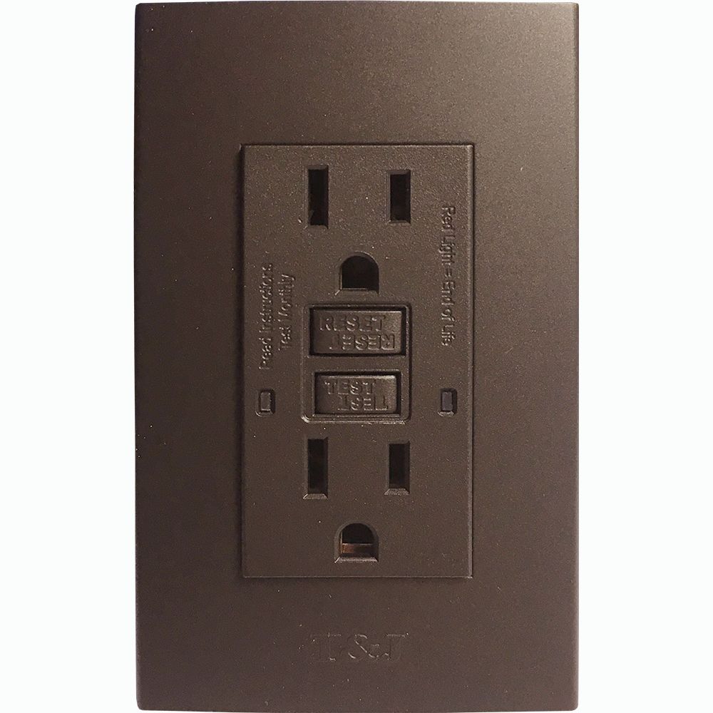 TOMA DOBLE GFCI 2P 3H 15A 125V NEMA 5-15R NEGRO T&J 8046-BK