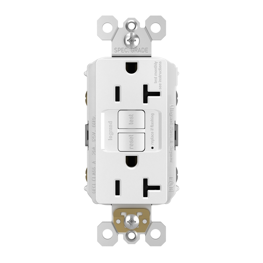 TOMA DOBLE GFCI 2P 3H 20A 125V NEMA 5-20R BLANCO RADIANT 2097W