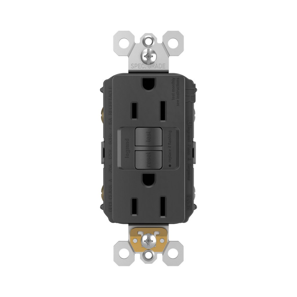 TOMA DOBLE GFCI TR 2P 3H 15A 125V NEMA 5-15R NEGRO RADIANT 1597TRBK
