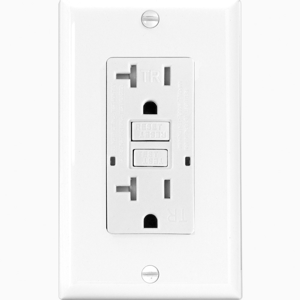 TOMA DOBLE GFCI TR 2P 3H 20A 125V NEMA 5-20R UL BLANCO DECOR TST20-W