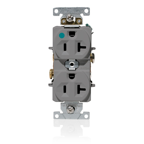 TOMA DOBLE HOSPITAL USO PESADO 2P3H 20A 125V NEMA 5-20R GRIS C8300-GY