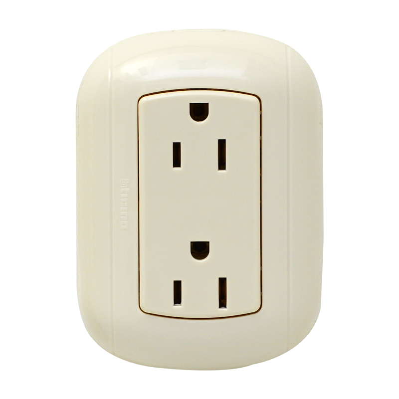 TOMA DOBLE PARCHE 2P 3H 15A 125V NEMA 5-15R BLANCO OVAL P38