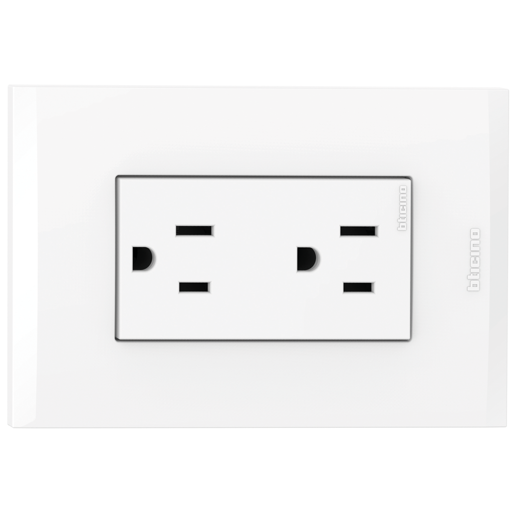 TOMA DOBLE TR 2P 3H 15A 125V NEMA 5-15R BLANCO NOBILE AF2228TREB