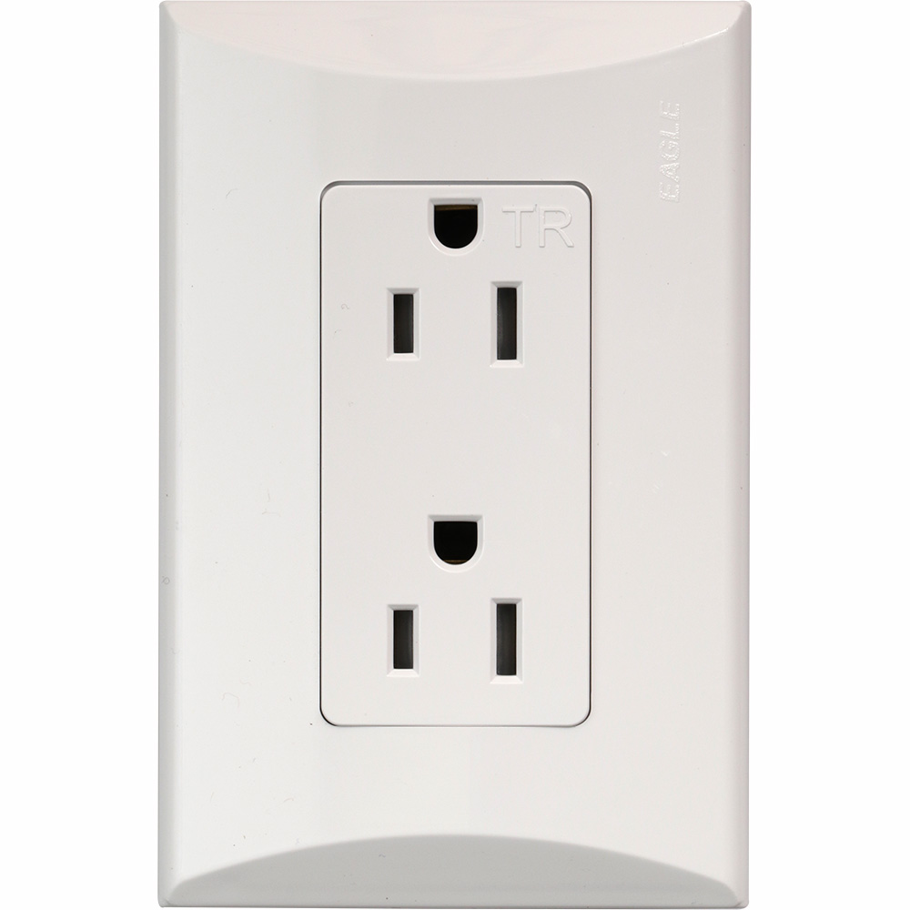TOMA DOBLE TR 2P 3H 15A 125V NEMA 5-15R BLANCO PLATA 1009A-W