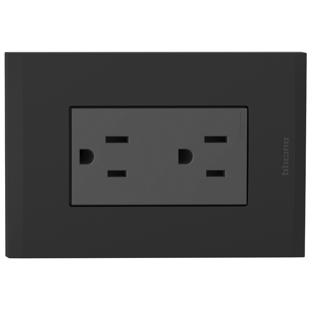 TOMA DOBLE TR 2P 3H 15A 125V NEMA 5-15R NEGRO NOBILE AF2228TREANG