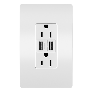 TOMA DOBLE USB TIPO A/A 2P 3H 15A 125V NEMA5-15R BLANCO TM826USBW