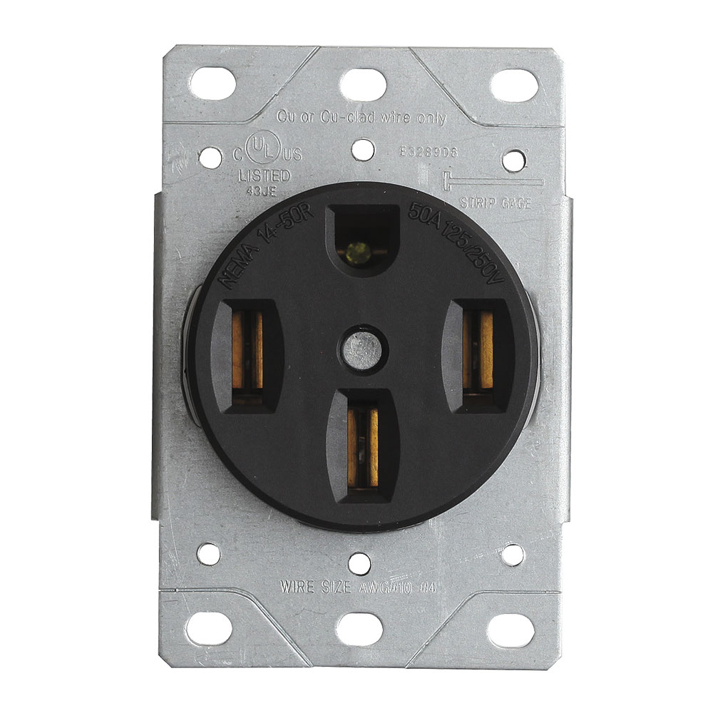 TOMA EMPOTRAR ENTRADA RECTA 3P 4H 50A 125/250 NEMA 14-50R #1258