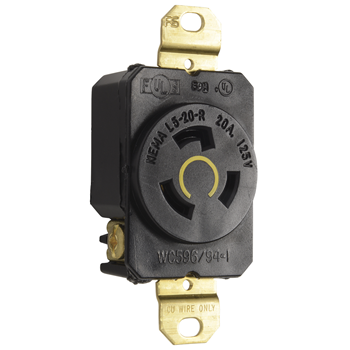 TOMA EMPOTRAR MEDIA VUELTA 2P 3H 20A 125V NEMA L5-20R P&S L520R