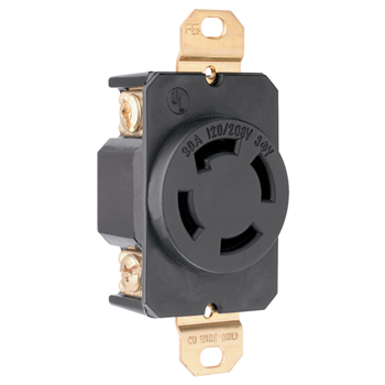 TOMA EMPOTRAR MEDIA VUELTA 3F 4P 4H 30A 120/208V NO NEMA P&S 3430
