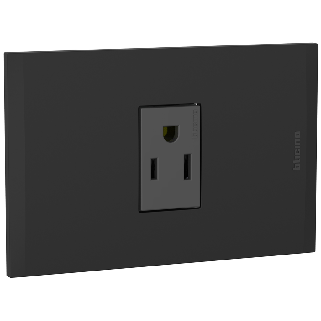 TOMA SENCILLO 2P 3H 15A 125V NEMA 5-15R NEGRO NOBILE AF2135EANG