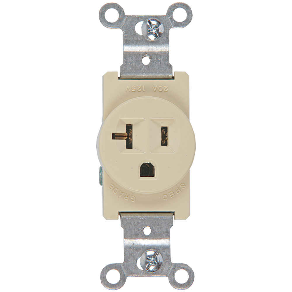 TOMA SENCILLO COMERCIAL 2P 3H 20A 125V NEMA 5-20R MARFIL 1877-V