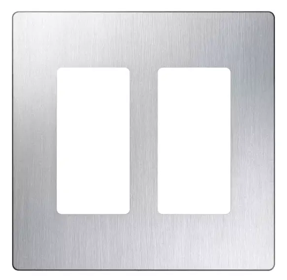 PLACA ACERO INOX DECORATIVA 2 GANG LUTRON CW-2-SS