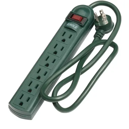 [E021135-G] REGLETA 6 SALIDAS 2P 3H 15A 125V NEMA 5-15R CABLE 90cm VERDE #1135-G