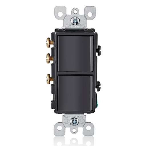 [LEV5641-E] APAGADOR DOBLE DECORA COMERCIAL 1P/3V 15A 125/277V NEGRO 5641-E