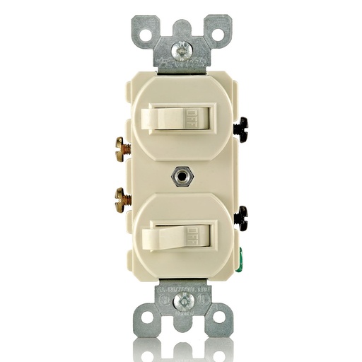 [LEV5224-2I] APAGADOR DOBLE PALANCA COMERCIAL 1P 15A 125/277V MARFIL 5224-2I