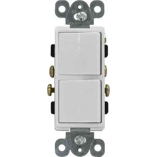 [E013282] APAGADOR DOBLE RESIDENCIAL DECOR 1P 15A 125/277V BLANCO 3282-W